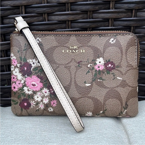 Coach Handbags - NWOT Coach Brown Floral Wristlet